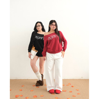   LASSIE BIGSIZE  Áo thun trễ vai nỉ Bigsize form rộng thể thao hottrend cho nữ - AGAM TEE 