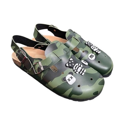 (Lót Chống Nước) Sục đế trấu Birken Boston Da Lộn Gắn Sticker - SGD.02(Quai Hậu Khóa Cài)