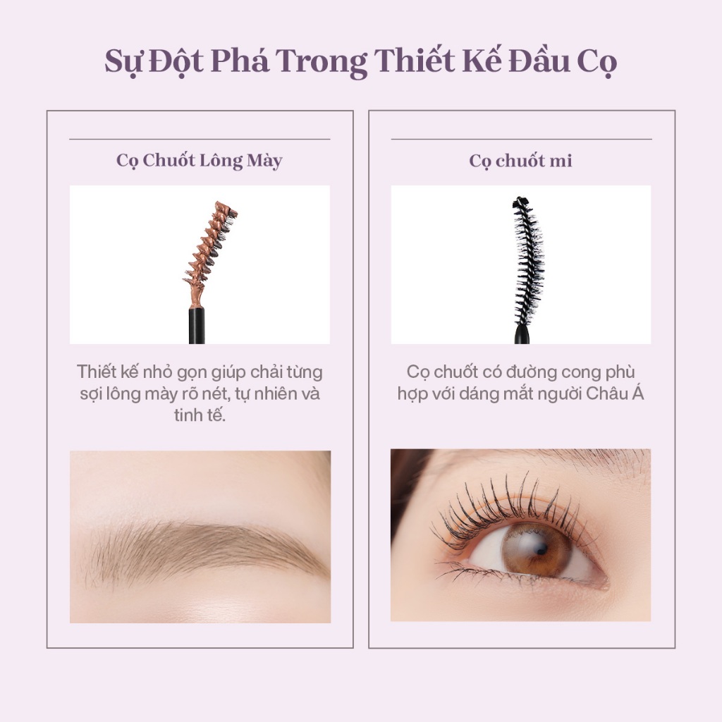 Combo Mascara Chuốt Mi Dài Dày & Mascara Mày Siêu Mảnh mude Inspire Skinny | BigBuy360 - bigbuy360.vn