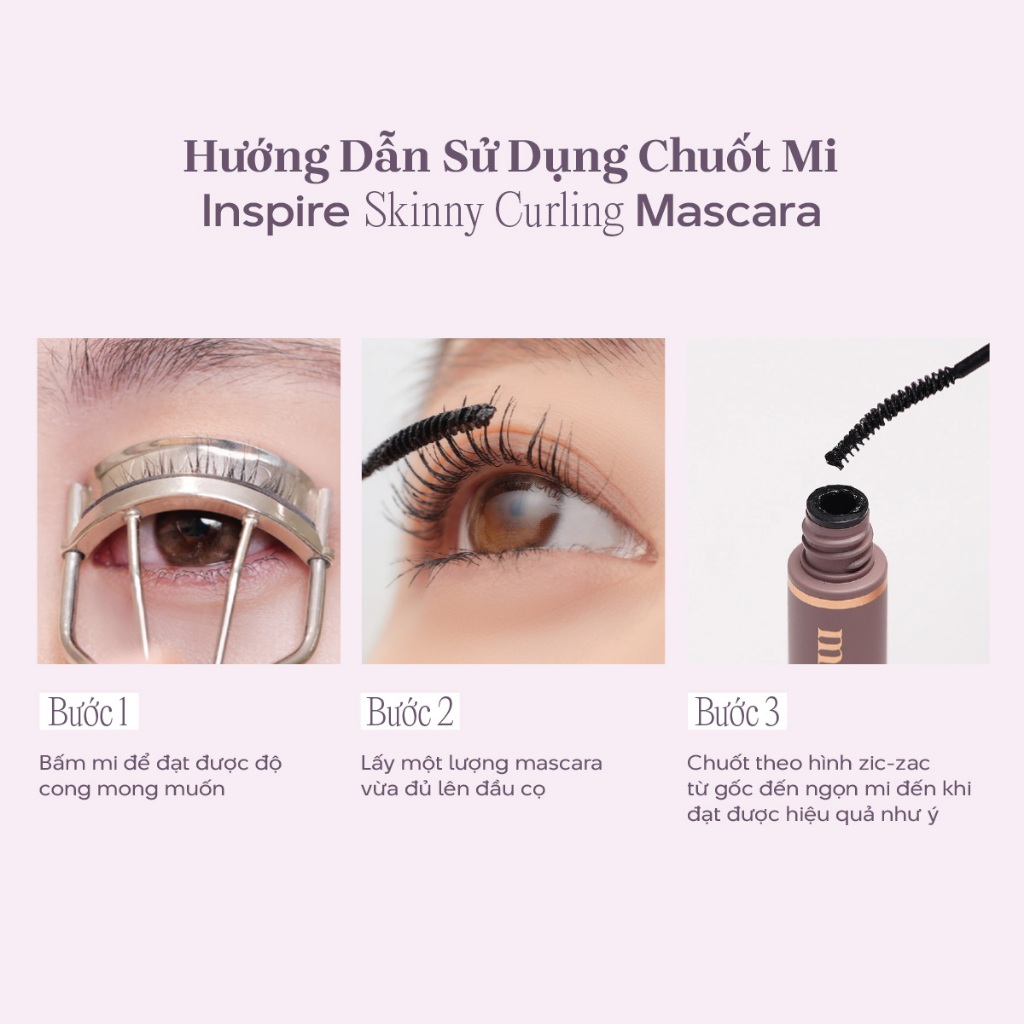 Combo Mascara Chuốt Mi Dài Dày & Mascara Mày Siêu Mảnh mude Inspire Skinny | BigBuy360 - bigbuy360.vn