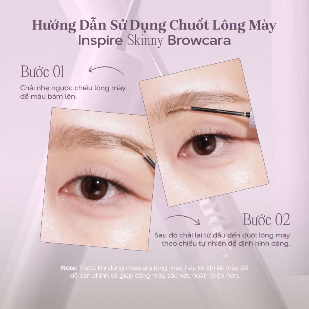 Combo Mascara Chuốt Mi Dài Dày & Mascara Mày Siêu Mảnh mude Inspire Skinny | BigBuy360 - bigbuy360.vn