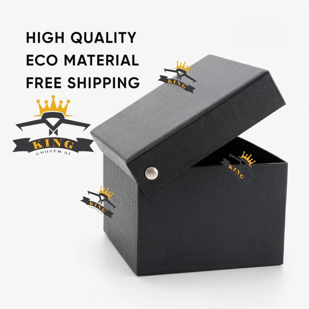 Hộp cà vạt KING Caravat quà tặng đựng kẹp caravat nơ đeo cổ cho nam chất giấy carton cứng bền sang trọng màu Đen A001