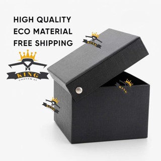 Hộp cà vạt KING Caravat quà tặng đựng kẹp caravat nơ đeo cổ cho nam chất giấy carton cứng bền sang trọng màu Đen A001