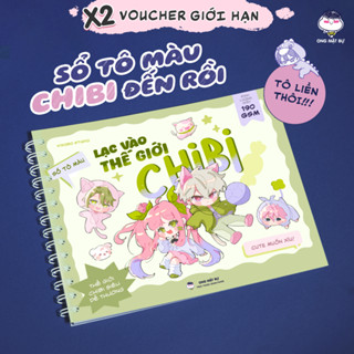  Sổ Tô Màu - Giấy 190gsm - Lạc Vào Thế Giới Chibi - Tô Màu Chì Marker Gouache Acrylic - Ong Mặt Bự 