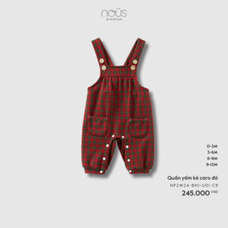  BST TẾT Nous Baby Quần yếm kẻ caro đỏ  cho bé trai bé gái cúc gỗ mềm mịn đáng yêu dưới 10.5kg 
