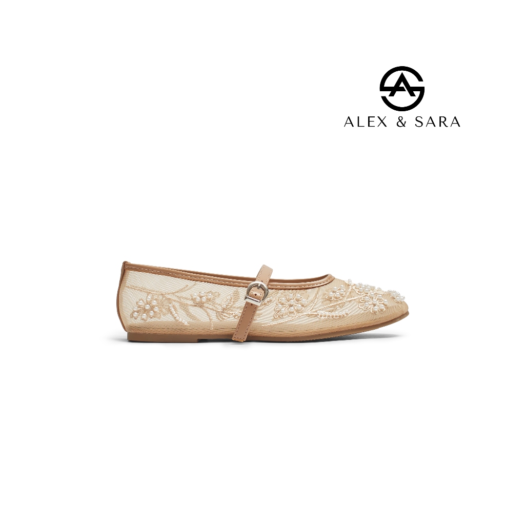 LT136 - Giày búp bê Mary Jane Alex & Sara ren thêu đính ngọc trai