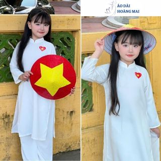  Áo Dài Bé Gái Cách Tân Màu Trắng – Lụa Mỹ Cao Cấp Dịu Dàng Đón Tết Mặc Tết Đi Lễ Chụp Ảnh Chụp Ảnh Gia Đình Trắng T 
