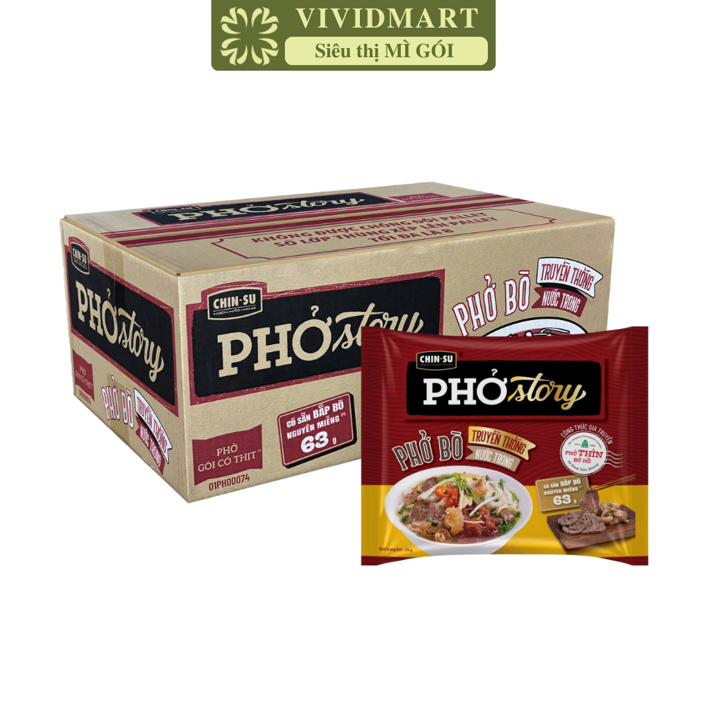 [THÙNG 15 GÓI]- MASAN - Chinsu Phở Story GÓI 131g (CÓ THỊT THẬT), Phở Thìn bờ hồ ăn liền, Phở bò tru