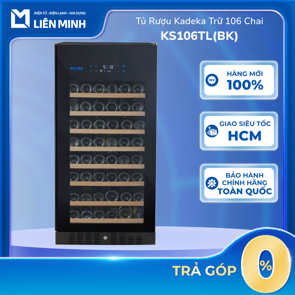 KS106TL(BK) - Tủ Rượu Kadeka Trữ 106 Chai, Nhiệt Độ 5‑22 °C, Inverter – Bảo Hành Chính Hãng