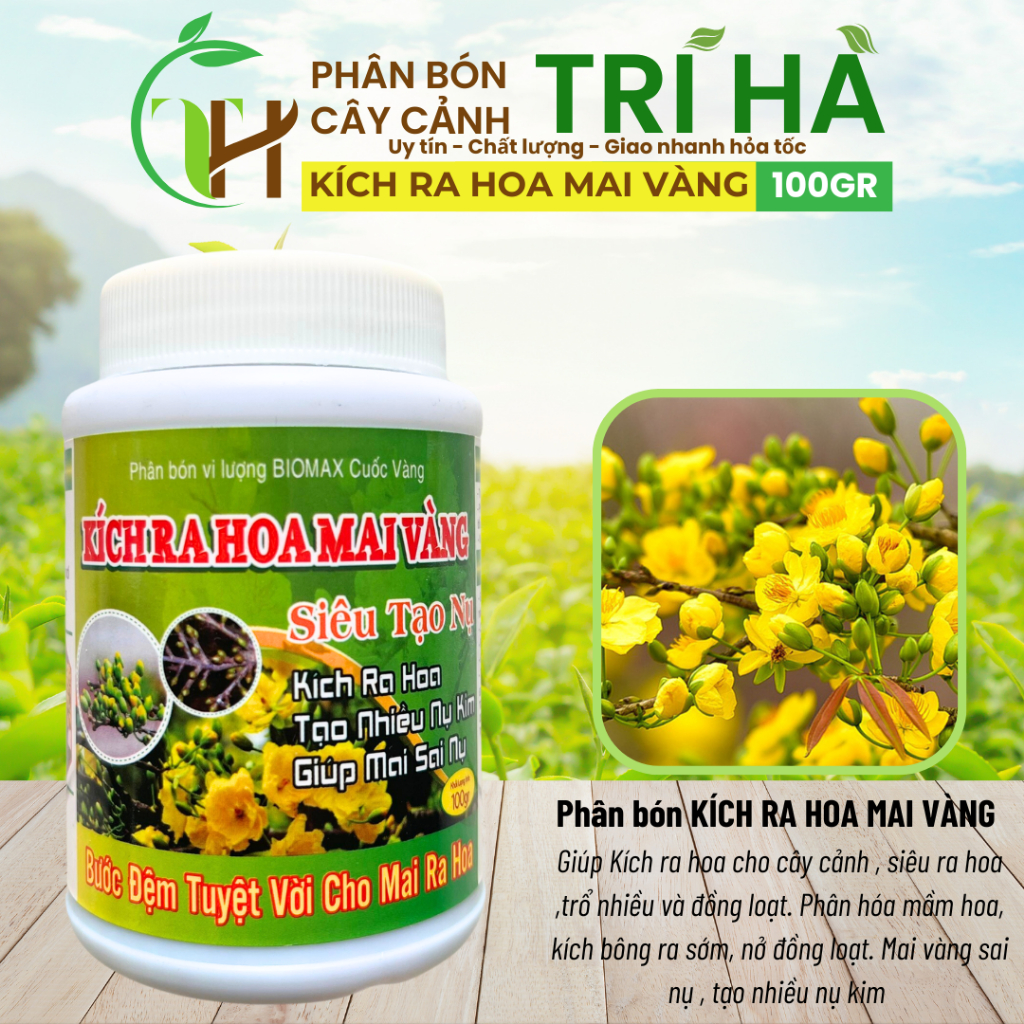 Phân Bón Kích Ra Hoa Mai Vàng Hủ 100gr Siêu Lân 10-60-10+TE Siêu Tạo Nụ - Phân Bón Cuốc Vàng