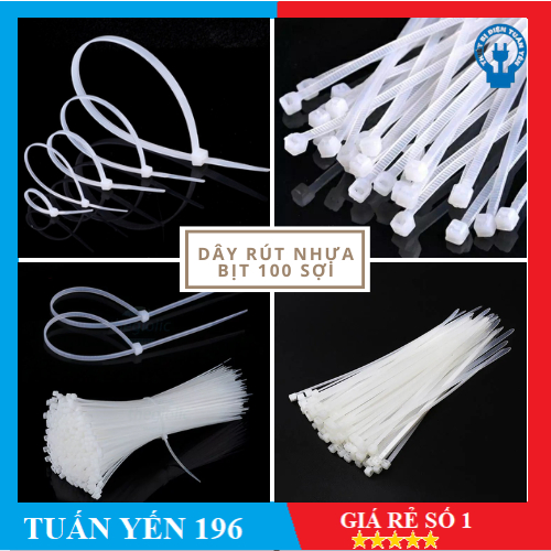 [XÃ KHO] Dây Rút- Bịch 100 cái dây thít nhựa Trắng Đủ size (10cm đến 40cm)