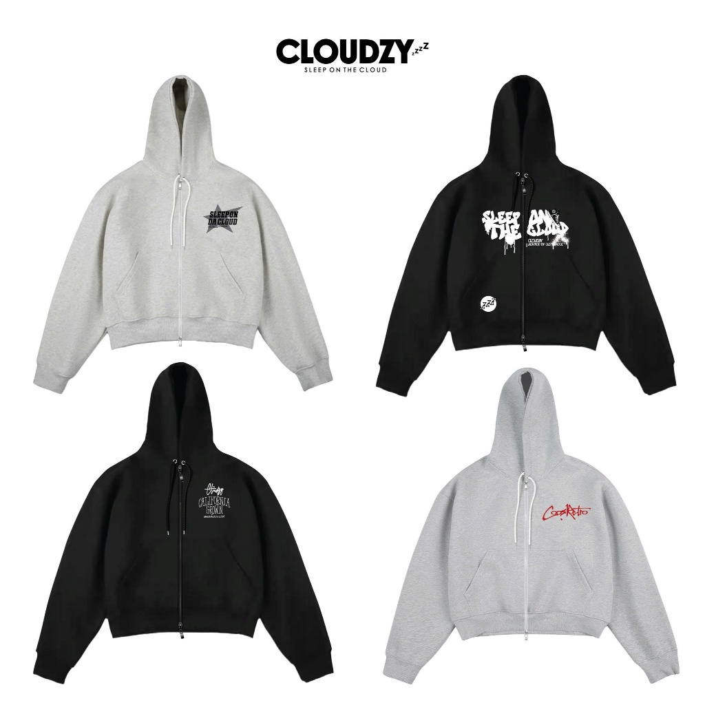 Áo zip hoodie boxy NỈ BÔNG nam nữ basic áo khoác unisex local brand CLOUDZY TH BOXY ZIP