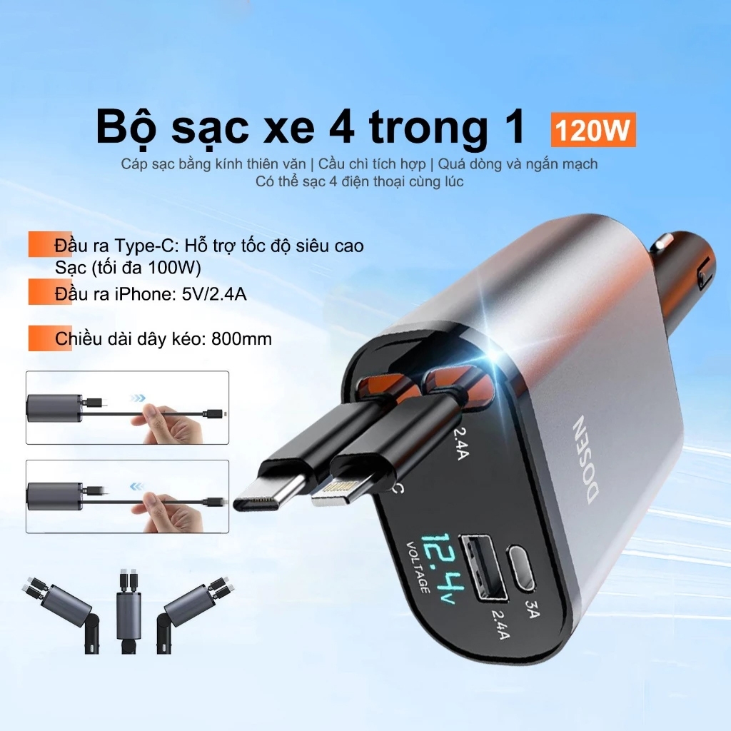 Tẩu Sạc Nhanh ô tô 120W