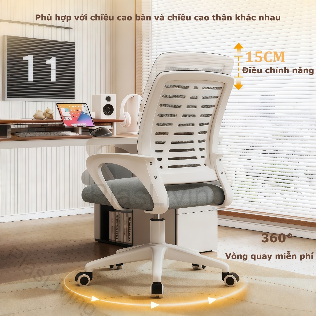 Ghế Xoay Văn Phòng Cao Cấp Ghế Lưới Chống Mỏi Lưng Chân Thép  Xoay 360 Độ Lưng Cong Hỗ Trợ Cột Sống | BigBuy360 - bigbuy360.vn