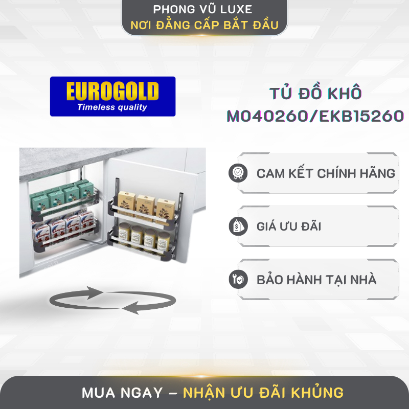 Tủ Đồ Khô Eurogold M040260/EKB15260 – Phụ Kiện Tủ Bếp Inox Cao Cấp