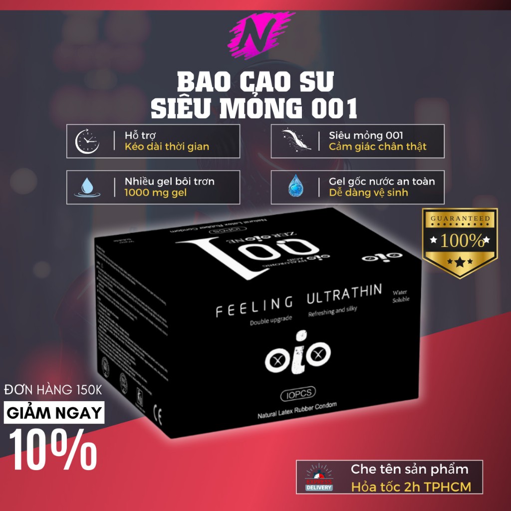 Bao cao su siêu mỏng 001 OiO kéo dài thời gian, bcs gai nhiều gel bôi trơn chống xuất tinh sớm