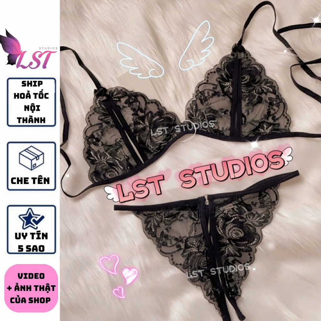 FM7900 ĐỒ LÓT REN 2 MẢNH [CHE TÊN + HỎA TỐC] NỘI Y SEXY KẾT HỢP QUẦN LỌT KHE GỢI CẢM