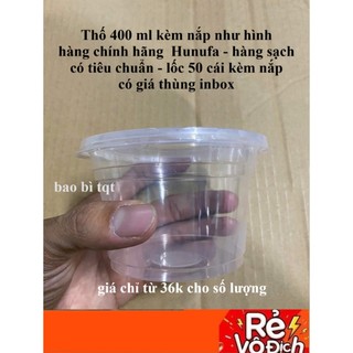 Sỉ Tô Nhựa PP , Thố Nhựa PP Kèm Nắp 400ml Hunufa lốc (50 hộp) kèm nắp , bộ thố nhựa dựng canh, Súp, Cháo, Hàng Như Hình