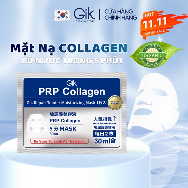 GIK Hàn Quốc 1 Miếng x30ml Mặt nạ PRP Collagen B5 B3 Giúp Cấp Ẩm,Phục Hồi Làn Da MaskSheet Skincare