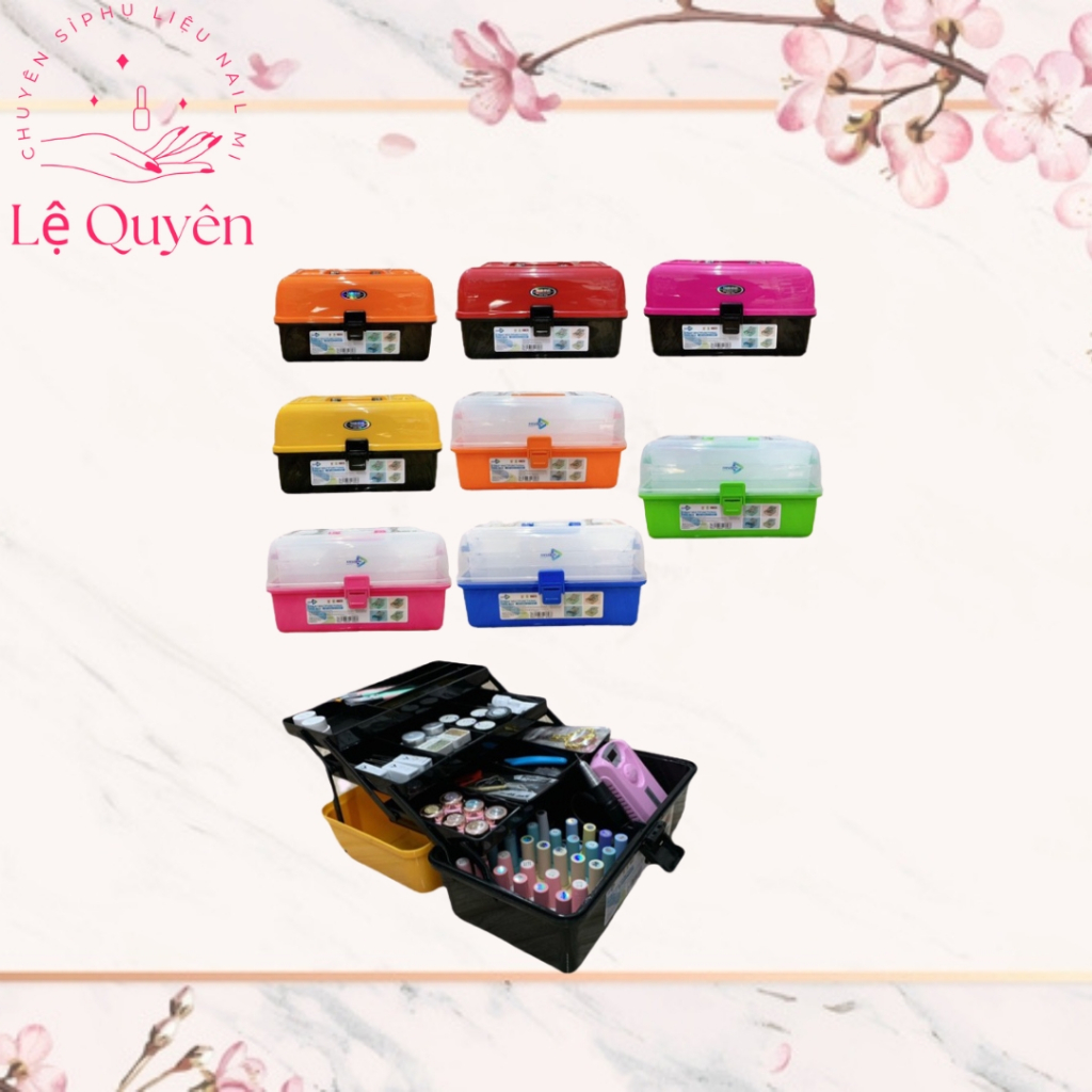 Cốp Nhựa PP Cao Cấp 3 Tầng Đựng Đồ Nail Đa Năng, Hàng Loại 1 (Màu Ngẫu Nhiên) Lệ Quyên