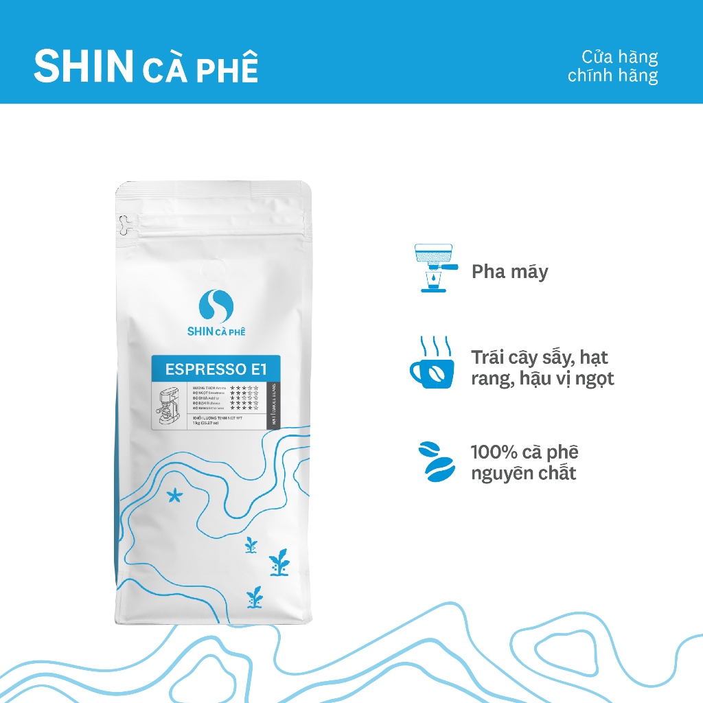 Cà Phê Pha Máy - Espresso E1 - SHIN Cà Phê 1kg/gói