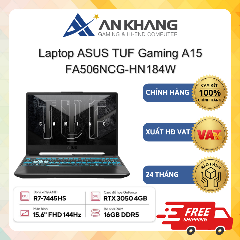 Laptop ASUS TUF Gaming A15 FA506NCG-HN184W (R7-7445HS,16GD5,512GSSD,4GD6_RTX3050,15.6 FHD_144Hz,W11S