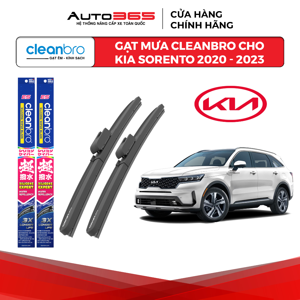 Gạt mưa Cleanbro cho xe ô tô Kia Sorento lưỡi silicon phủ nano - Auto365 Store