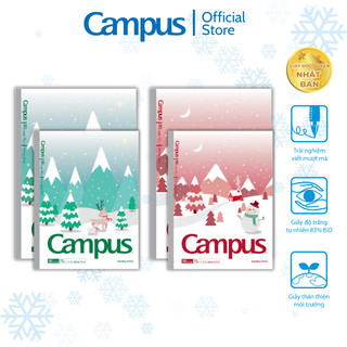 Vở (Tập) Giấy Nhật Kẻ Ngang Có Chấm/ 4 Ly Ngang 80/96tr B5/A5  Winter Limited giấy vàng chống lóa Chính Hãng Campus