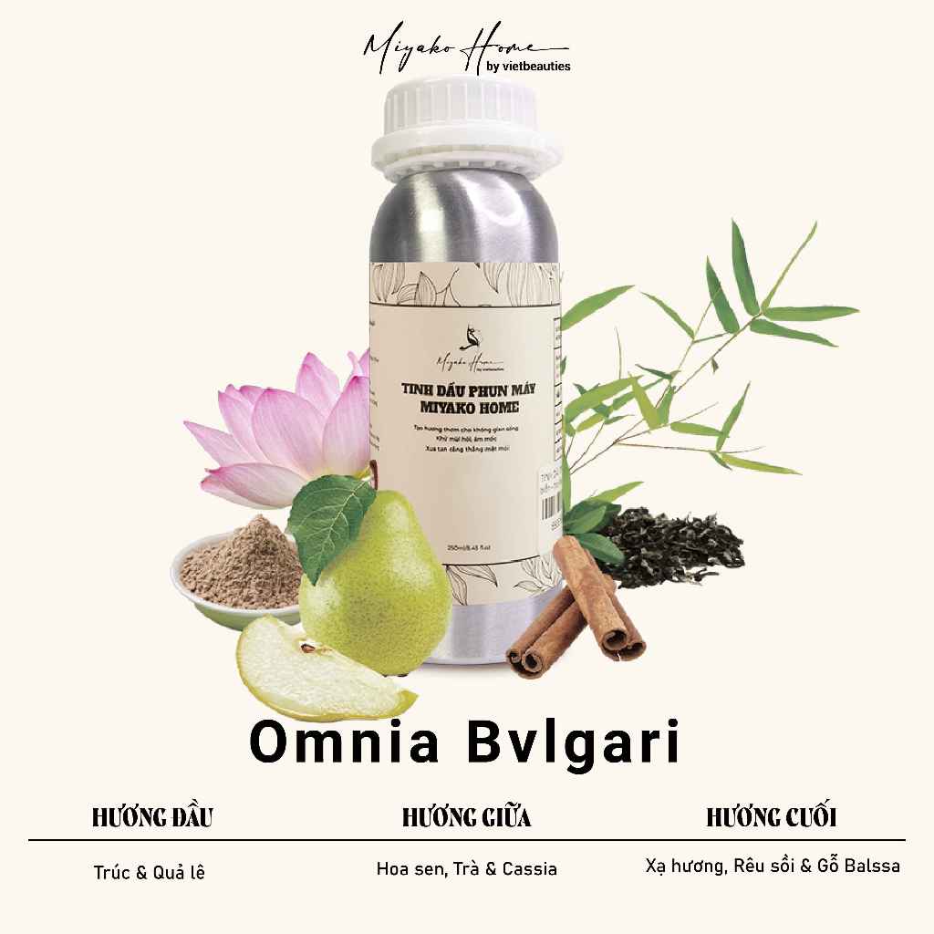 Tinh Dầu Khuếch Tán Thơm Phòng MIYAKO HOME | Hương Thanh Khiết | Omnia Bvlgari | 300ml-500ml-1000ml