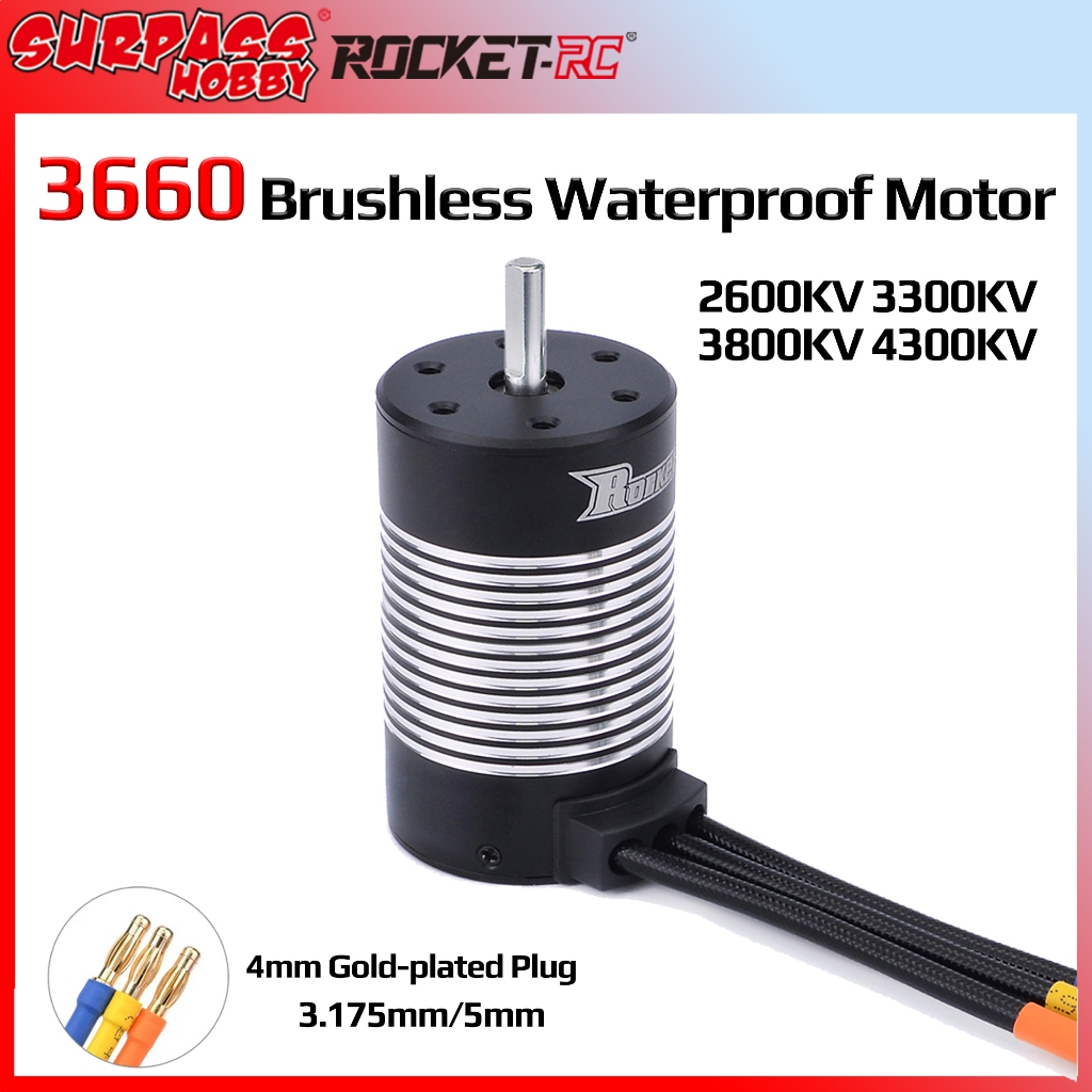 SURPASS HOBBY Rocket 3660 Waterproof Brushless Motor 2600KV 3300KV 3800KV 4300KV 3.175mm/5mm For 1/1