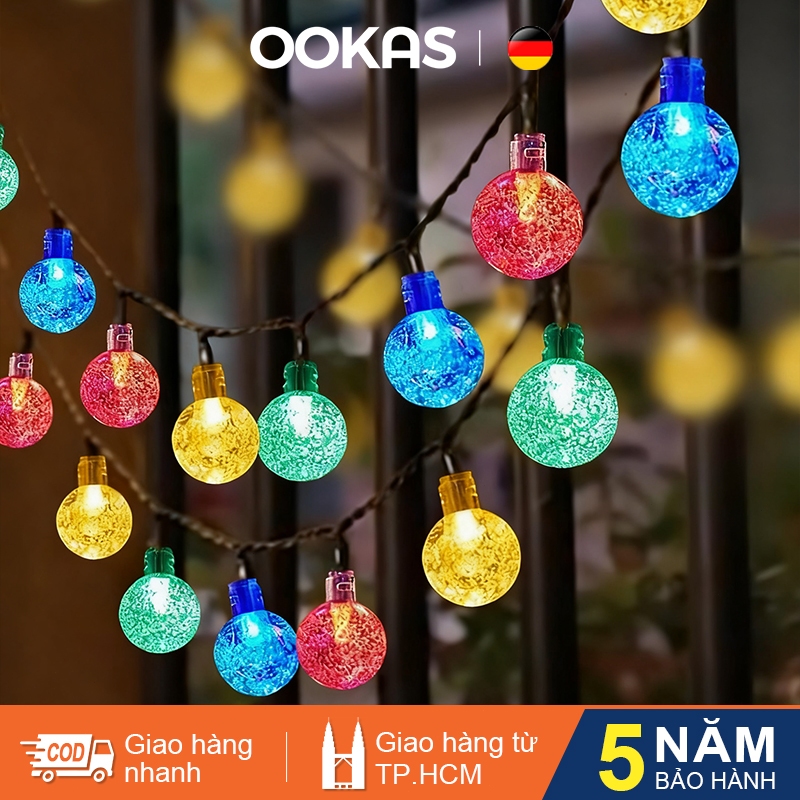 OOKAS Đèn Led trang trí năng lượng mặt trời, Đèn bi bọt 30/50/100 bóng led