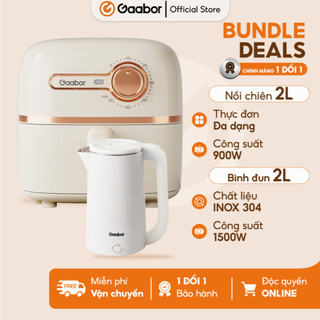 Combo Gaabor nồi chiên không dầu 2L AF20M-YE01A nồi điện đa năng và bình đun siêu tốc Gaabor EK20M-WH02A