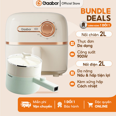 Combo Gaabor 50 nồi chiên không dầu 2L AF20M-YE01S nồi điện đa năng 2L EC-20M01A sinh viên văn phòng
