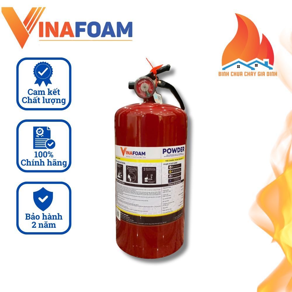 Bình chữa cháy Bột ABC 2kg cho ô tô VINAFOAM
