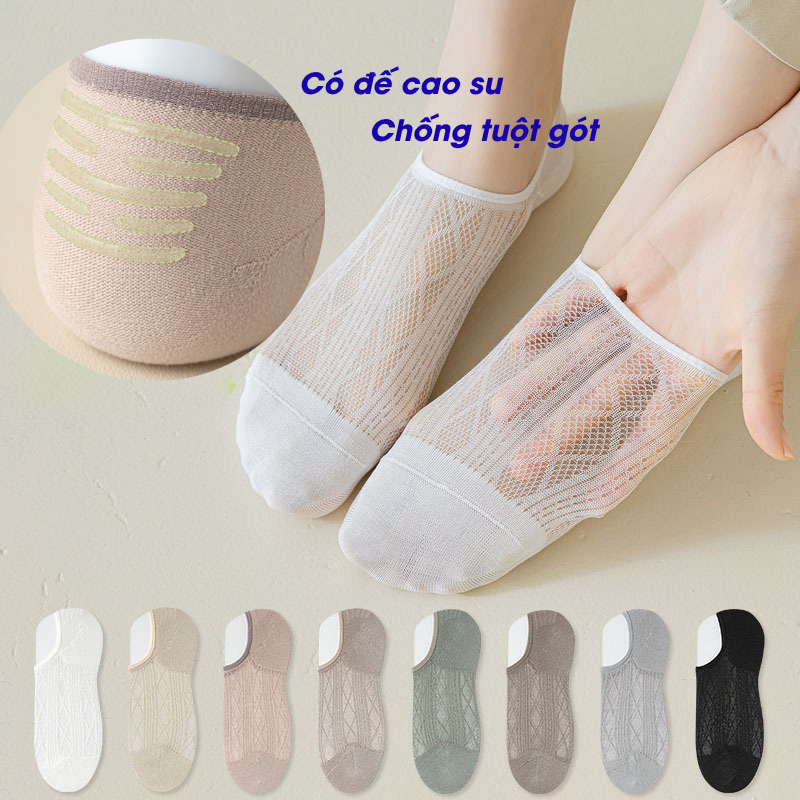 Combo 10 Đôi Tất Lười Nữ CN01 Dạng Lưới Kháng Khuẩn, Chất Liệu Cotton Thoáng Khí