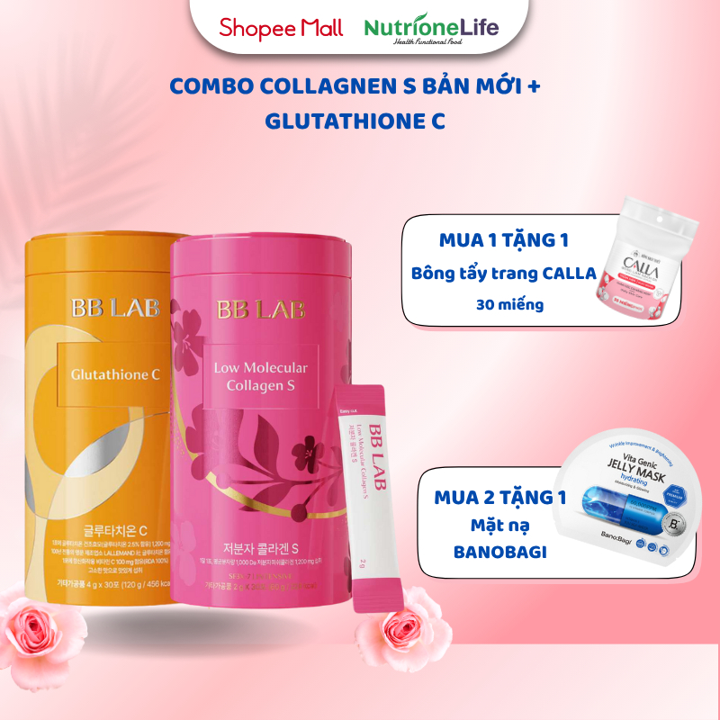 Combo BB LAB Collagen S Bản Mới, Glutathione C Trẻ Hóa Làn Da, Chống Lão Hóa, Mờ Nám, Tàn Nhang  30 