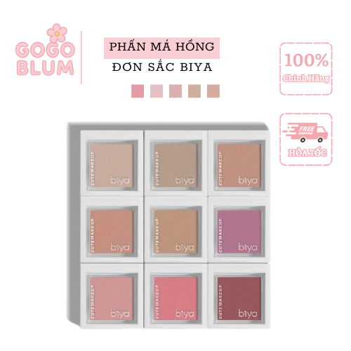 BIYA Phấn Má Hồng HOT BIYA Hộp Vuông Nhẹ Nhàng Trang Điểm Tự Nhiên GOGOTALES OFFICIAL