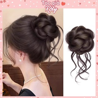  Tóc giả búi kẹp xoắn bím đuôi xoăn tự nhiên cao cấp tiện lợi cho nữ công sở T327 