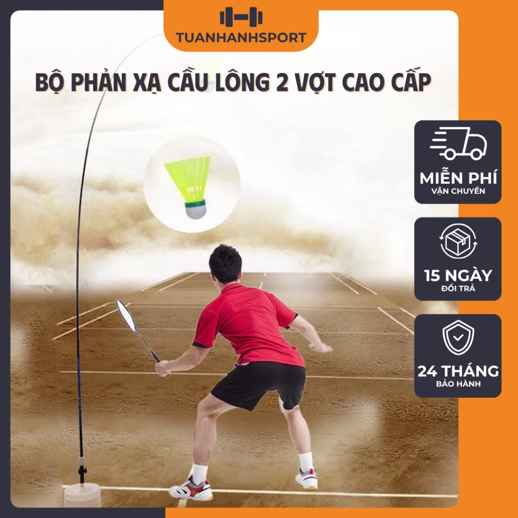 Bộ vợt  Phản Xạ Cầu Lông Tuấn Hạnh Sport – 2 Vợt sắt tập làm quen, Dụng Cụ Tập Tại Nhà, Cải Thiện Tố