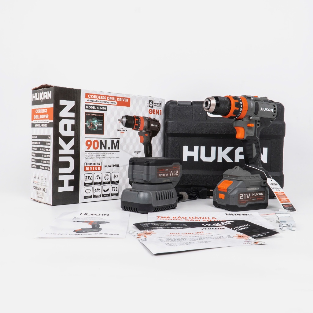 Thân máy khoan pin 21V Hukan HK -HM21 - G1 - I20, chân pin phổ thông, hàng chính hãng giá rẻ