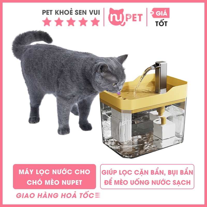 Máy lọc nước tự động cho mèo chó uống kích thước nhỏ gọn Nupet, kích thích mèo uống nước nhiều hơn