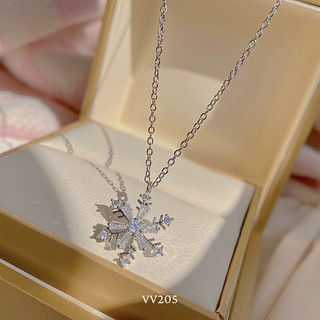 Dây chuyền hoa tuyết pha lê cao cấp mặt đá xoay lấp lánh nổi bật Mely VV205