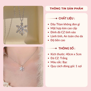 Dây chuyền hoa tuyết pha lê cao cấp mặt đá xoay lấp lánh nổi bật Mely VV205