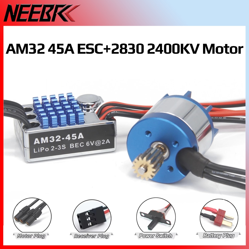 NEEBRC 2830 2400KV Outrunner Crawler Brushless Motor 14T Gear With 45A ESC For 1/12 RC MN128 Off Roa