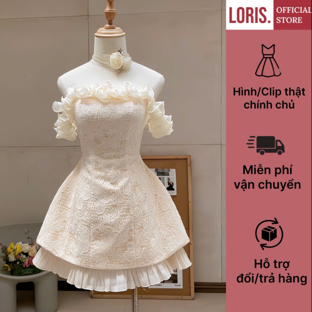 LORIS - Havana Dress , Đầm ren trễ vai đi tiệc