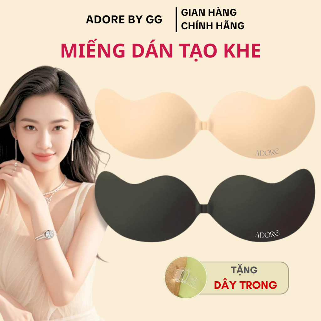  Miếng Dán Nâng Ngực Tạo Khe Áo Dán Ngực Cài Trước Adore Hình Quả Xoài Siêu Dính Không Gây Kích Ứng 