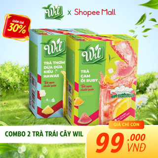   TẶNG THẺ TOPPING  Set 2 trà trái cây topping mứt trái cây tươi Wil dâu mãng cầu cóc xanh hạt đác tươi 