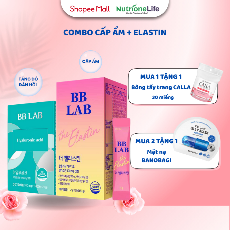 Combo Viên Uống Cấp Ẩm Và Bột Elastin BBLAB Tăng Độ Đàn Hồi, Căng Bóng, Giảm Nếp Nhăn, Giảm Chảy Xệ 