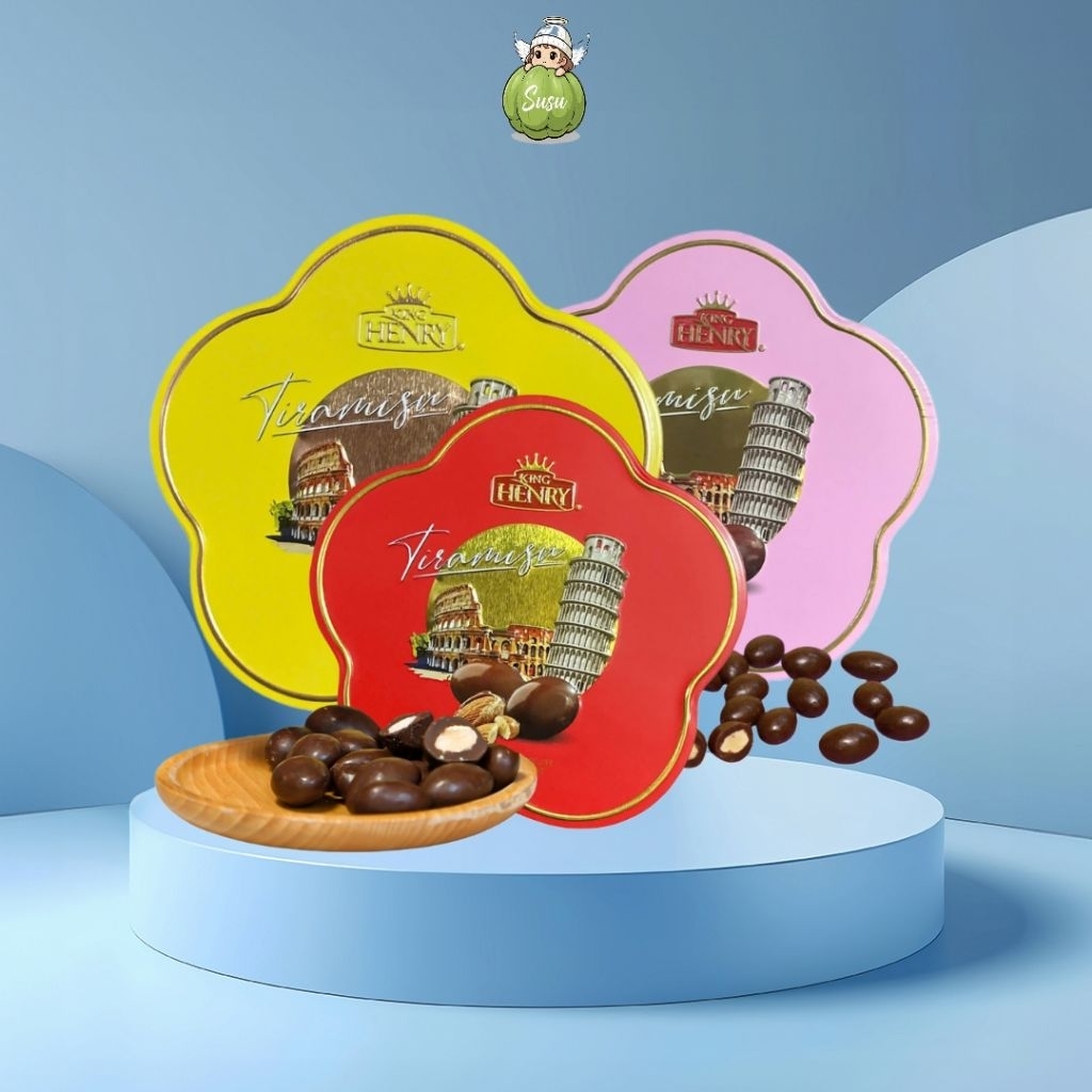 Socola Hộp Thiếc Tiramisu Bông Hoa King Henry Socola Đậm Vị Với Hương Tiramisu Thơm Nồng ( giao màu 