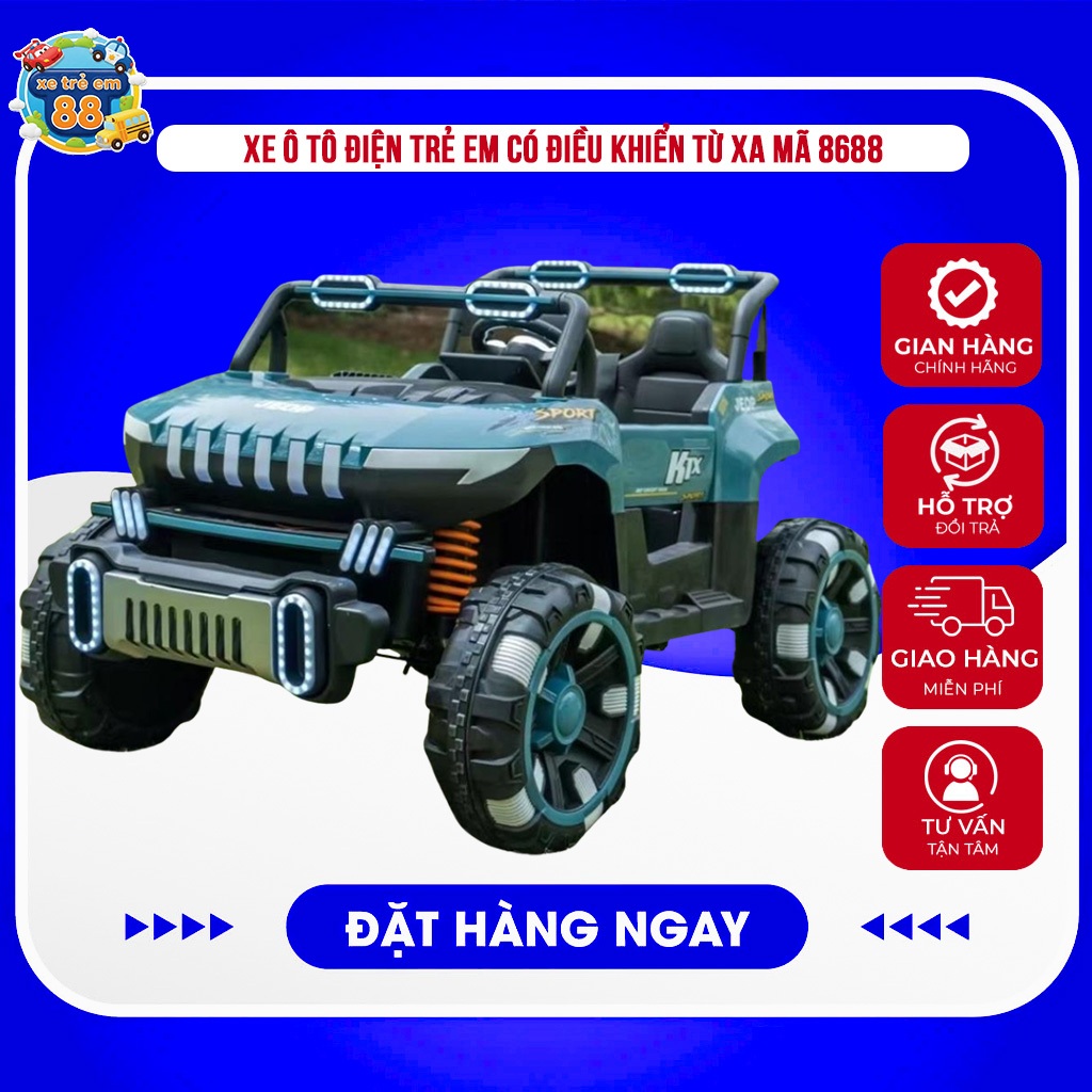 F8688 - Xe Ô Tô Điện Trẻ Em Địa Hình 2 Chỗ Rộng 92cm 4 Động Cơ Tải 90KG Kèm Điều Khiển Mã 8688